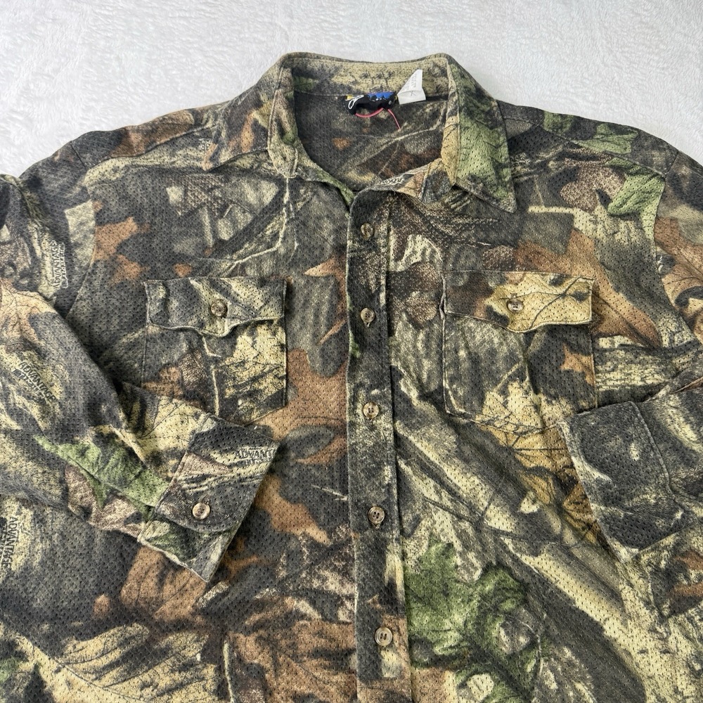 Vintage‎ Sasquatch Break-up Camo Vented Button-up Shirt Men's XL 100% Cotton USA
